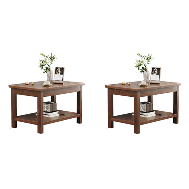 Modern 4 Legs Corner Table Solid Wood Sofa Side End Table with Storage