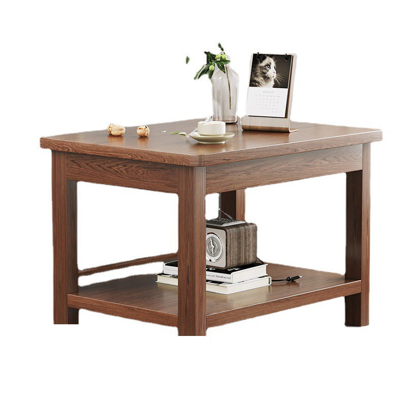 Modern 4 Legs Corner Table Solid Wood Sofa Side End Table with Storage