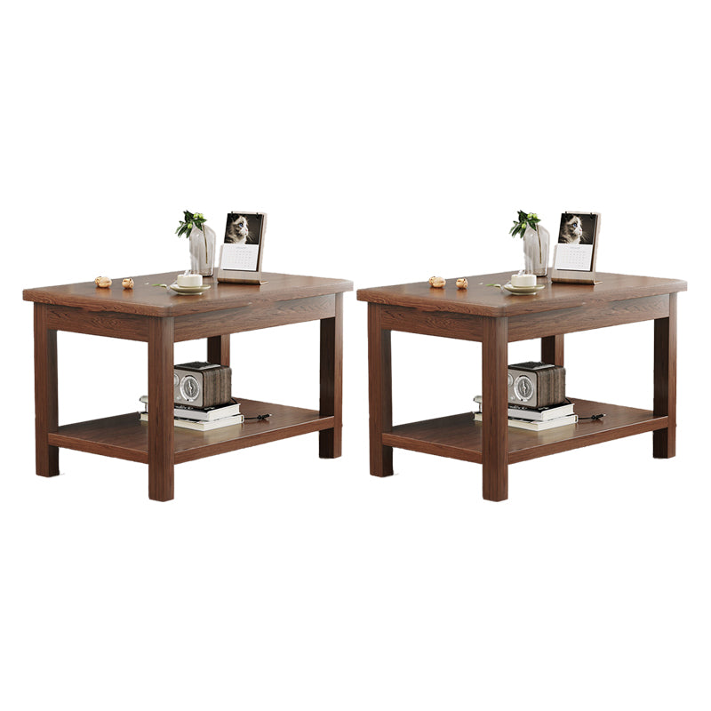 Modern 4 Legs Corner Table Solid Wood Sofa Side End Table with Storage