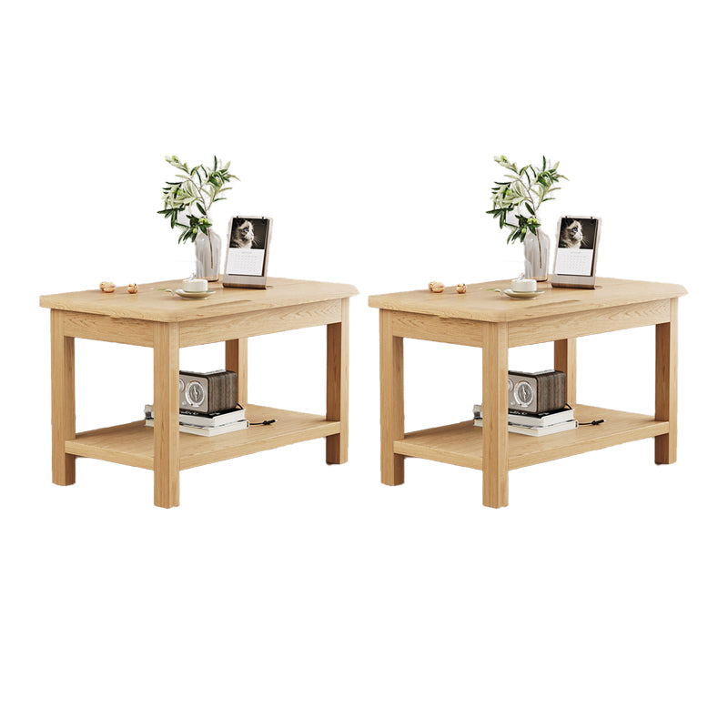 Modern 4 Legs Corner Table Solid Wood Sofa Side End Table with Storage