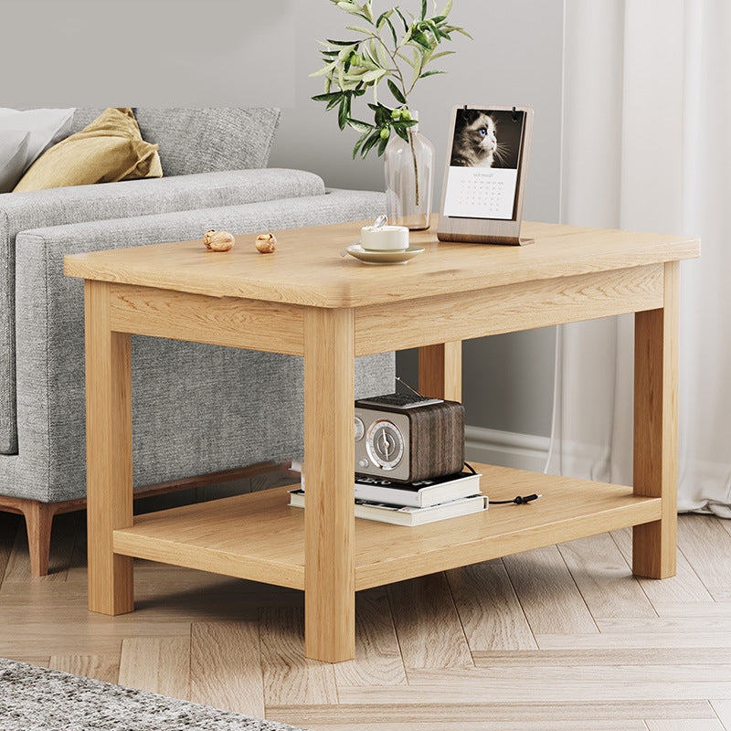 Modern 4 Legs Corner Table Solid Wood Sofa Side End Table with Storage