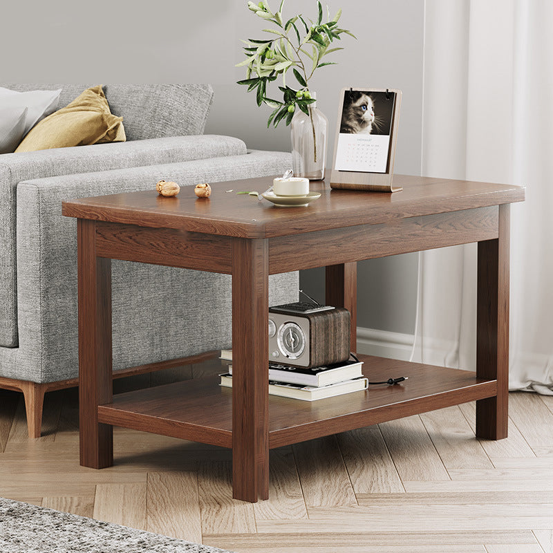 Modern 4 Legs Corner Table Solid Wood Sofa Side End Table with Storage