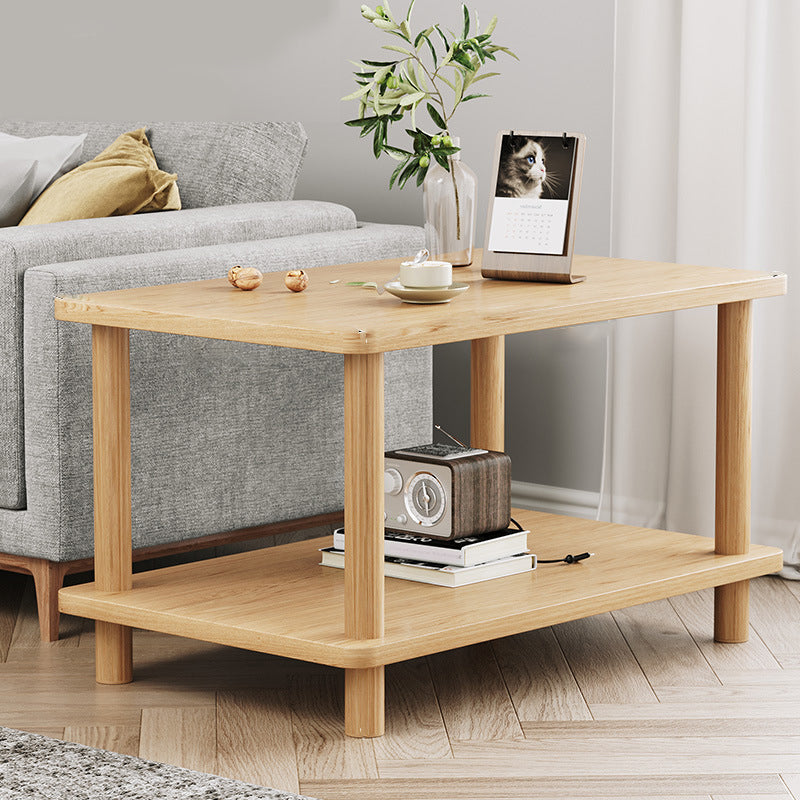 Modern 4 Legs Corner Table Solid Wood Sofa Side End Table with Storage