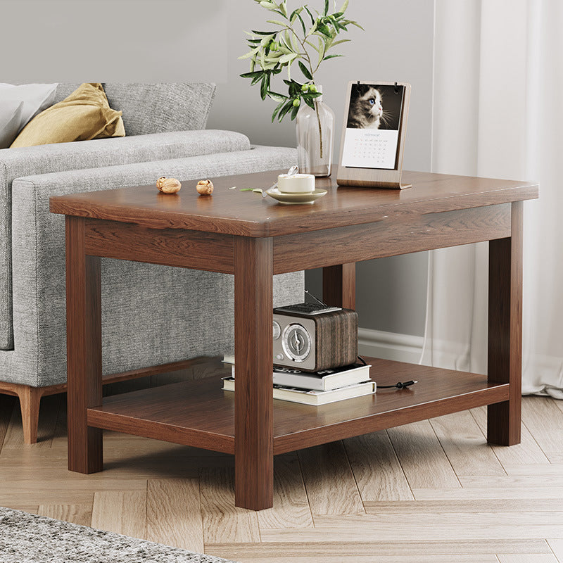 Modern 4 Legs Corner Table Solid Wood Sofa Side End Table with Storage