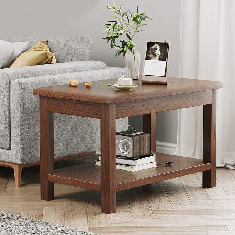 Modern 4 Legs Corner Table Solid Wood Sofa Side End Table with Storage