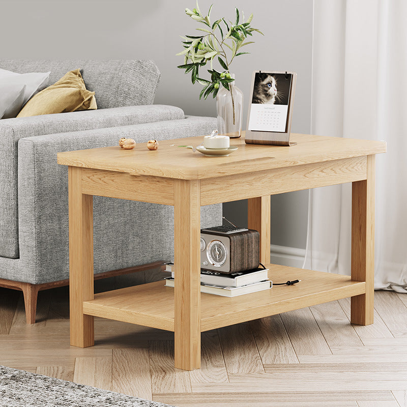 Modern 4 Legs Corner Table Solid Wood Sofa Side End Table with Storage