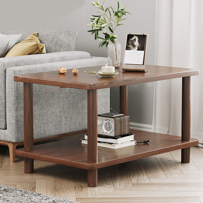 Modern 4 Legs Corner Table Solid Wood Sofa Side End Table with Storage