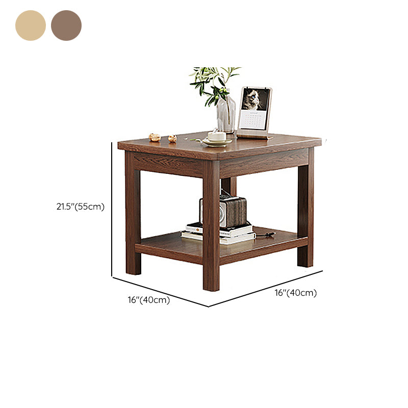 Modern 4 Legs Corner Table Solid Wood Sofa Side End Table with Storage