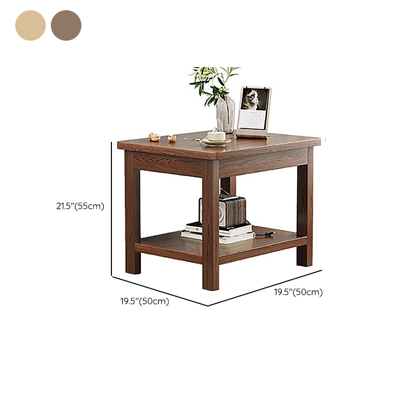 Modern 4 Legs Corner Table Solid Wood Sofa Side End Table with Storage