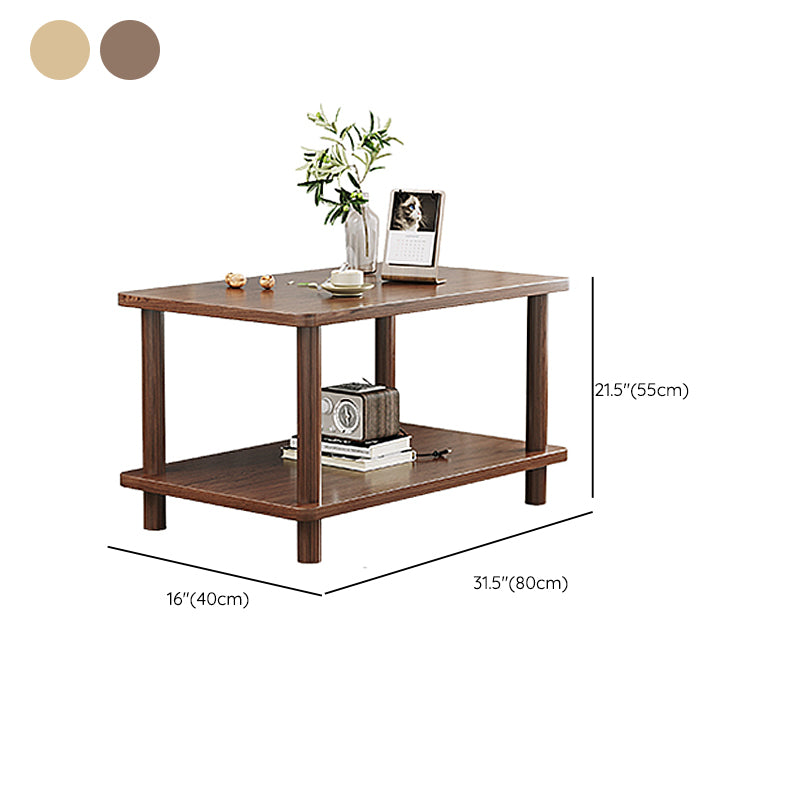Modern 4 Legs Corner Table Solid Wood Sofa Side End Table with Storage
