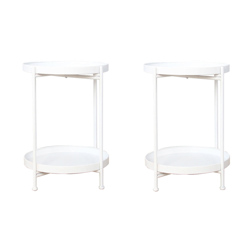 4 Legs Corner Table Round Tray Top Side End Table for Living Room