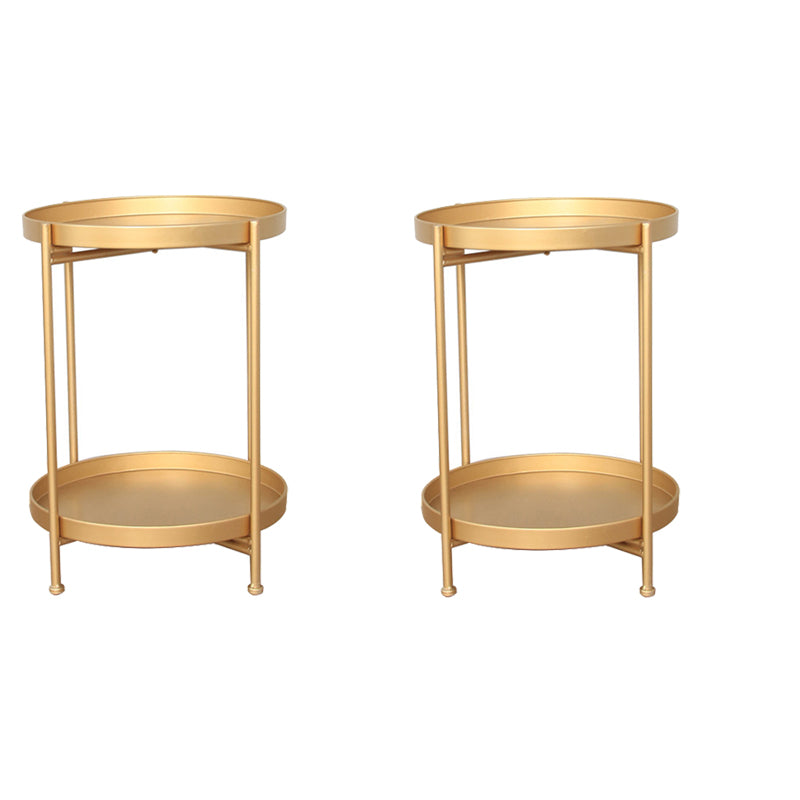 4 Legs Corner Table Round Tray Top Side End Table for Living Room