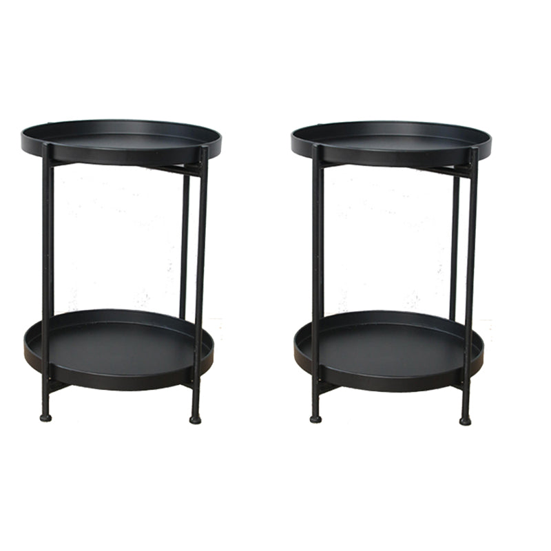 4 Legs Corner Table Round Tray Top Side End Table for Living Room