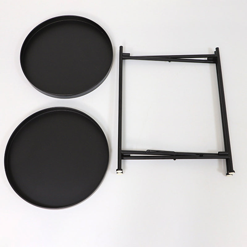 4 Legs Corner Table Round Tray Top Side End Table for Living Room