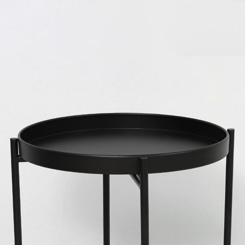 4 Legs Corner Table Round Tray Top Side End Table for Living Room