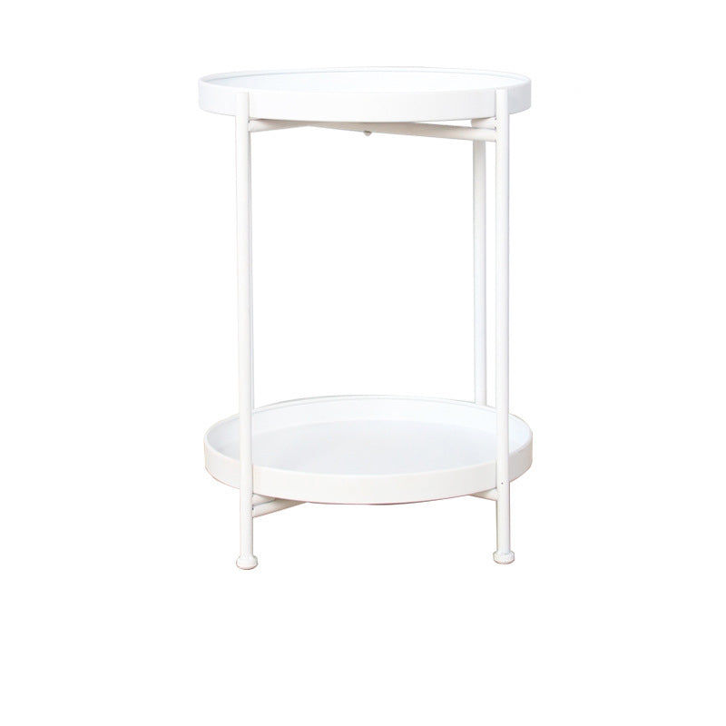 4 Legs Corner Table Round Tray Top Side End Table for Living Room