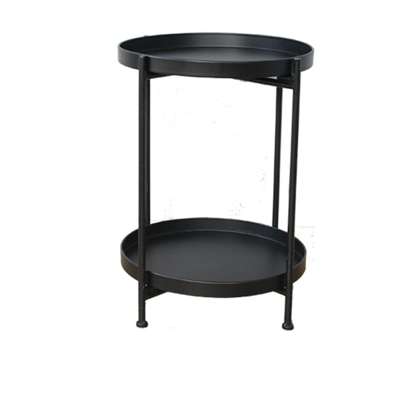4 Legs Corner Table Round Tray Top Side End Table for Living Room