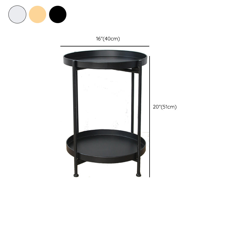 4 Legs Corner Table Round Tray Top Side End Table for Living Room