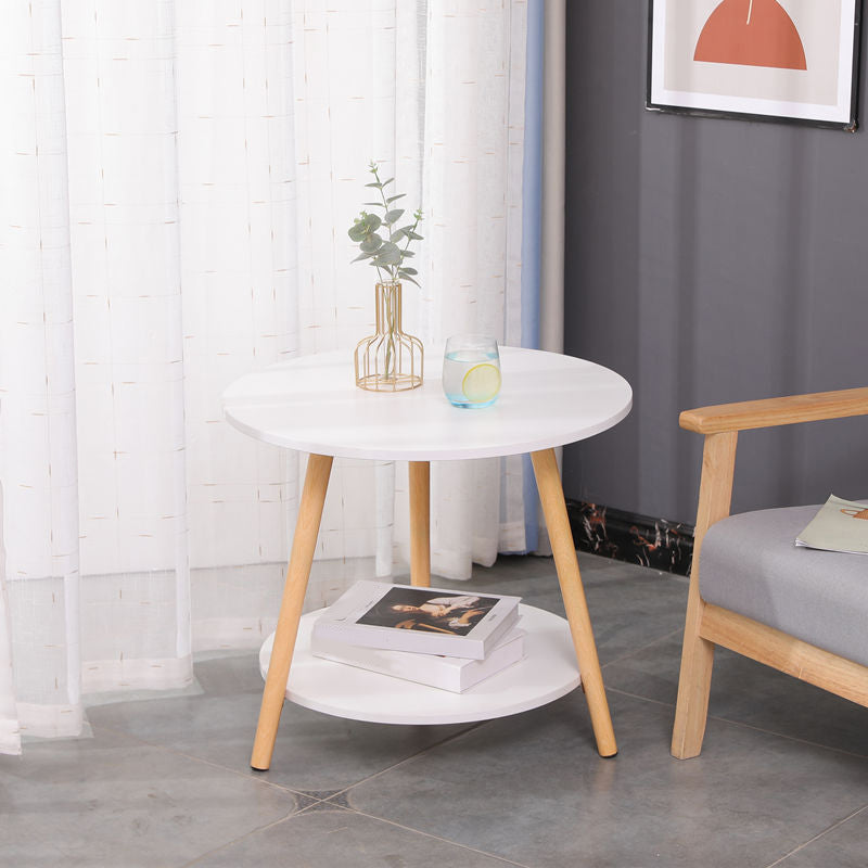 Modern 3 Leg Corner Table Round Solid Wood Side End Table for Living Room