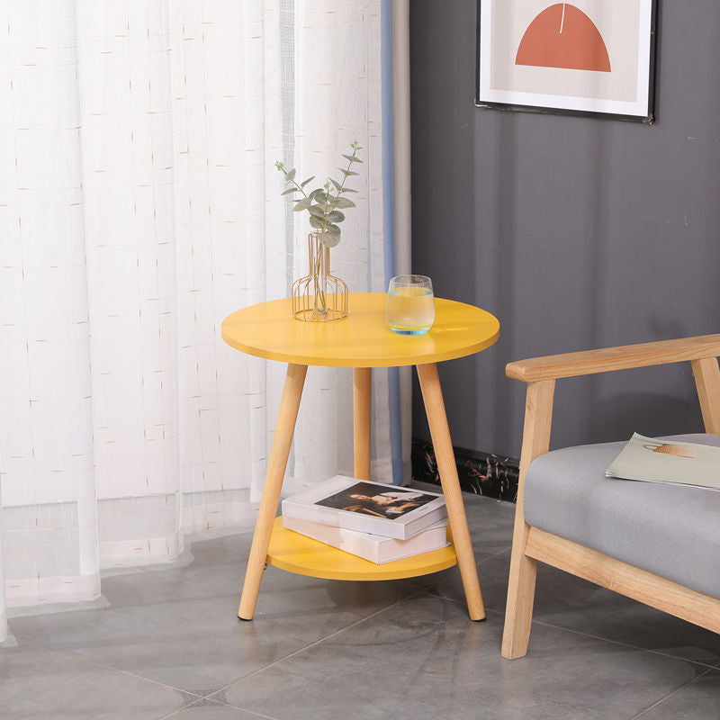 Modern 3 Leg Corner Table Round Solid Wood Side End Table for Living Room
