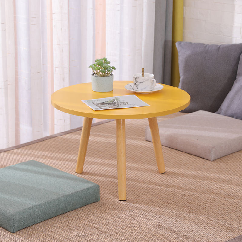 Modern 3 Leg Corner Table Round Solid Wood Side End Table for Living Room