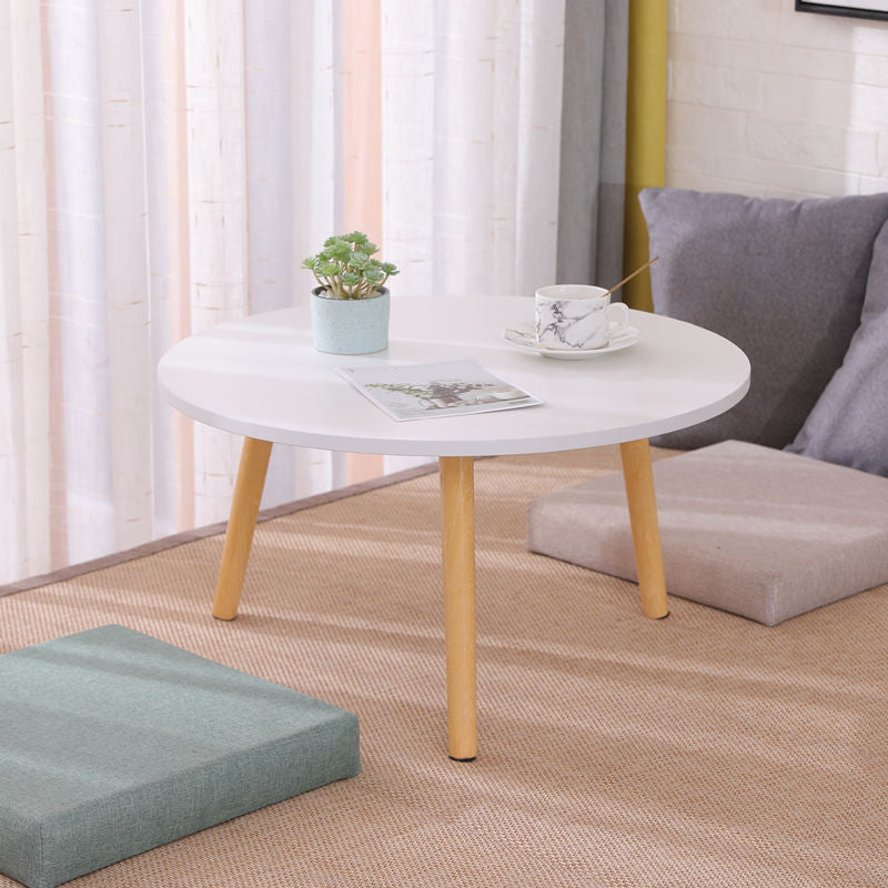Modern 3 Leg Corner Table Round Solid Wood Side End Table for Living Room