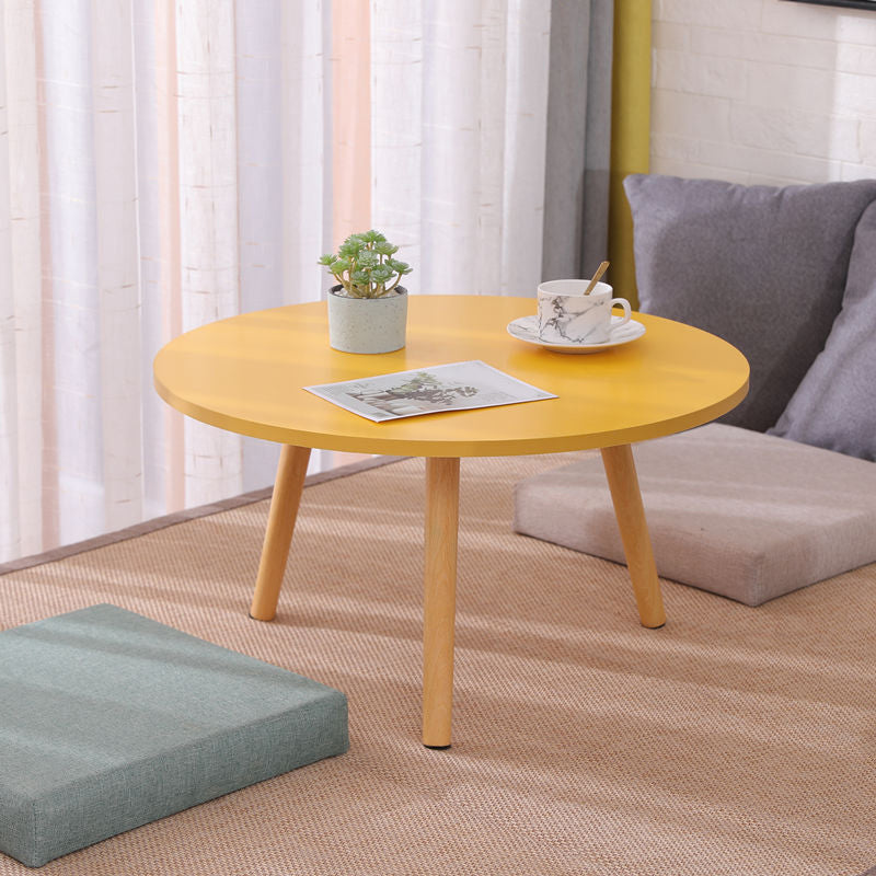 Modern 3 Leg Corner Table Round Solid Wood Side End Table for Living Room