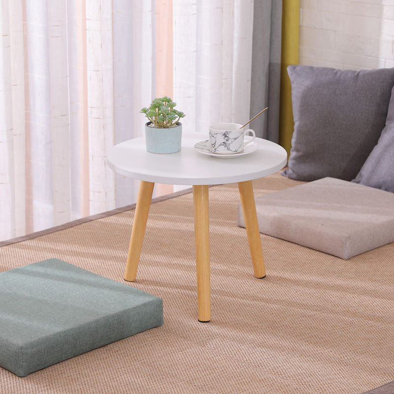 Modern 3 Leg Corner Table Round Solid Wood Side End Table for Living Room