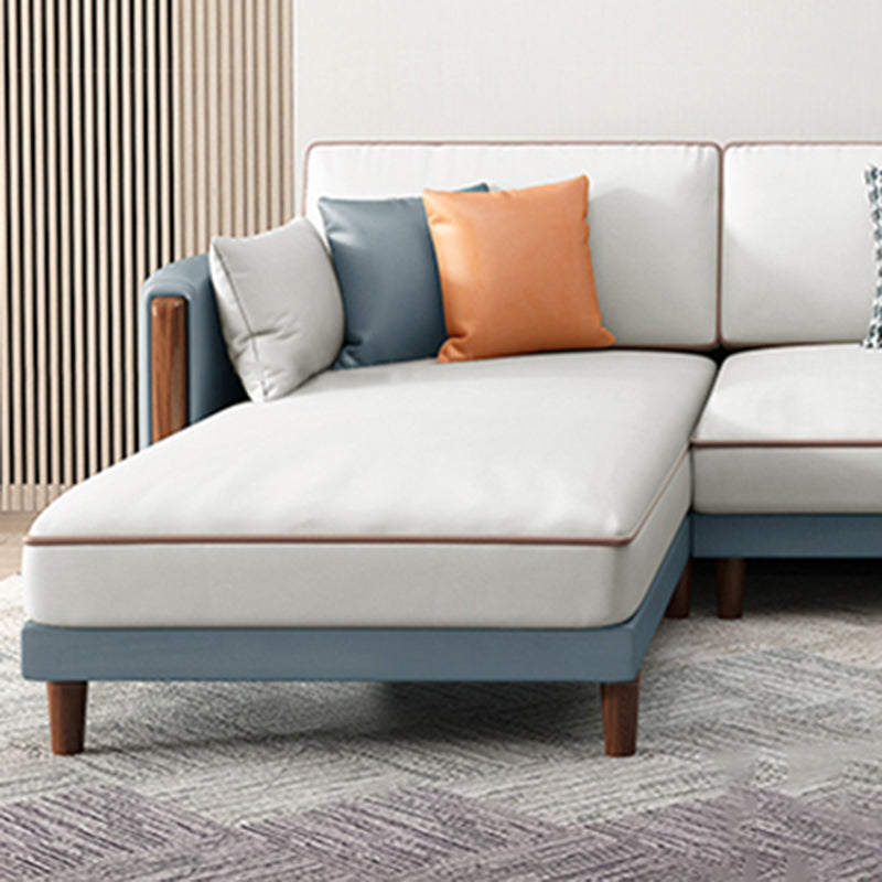 Modern 35.43 " H Solid Color Faux Leather Square Arm Sofa & Chaise