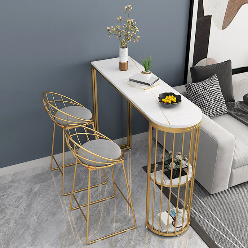 Sintered Stone Modern Bar Table Dining Table with Storage Shelves