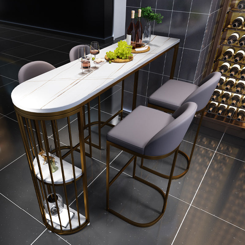 Modern White Sintered Stone Table Metal Base Table for Kitchen Living Room