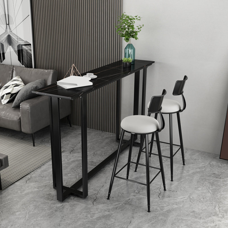 Sintered Stone Bar Table Black and Metal Base Bar Table for Kitchen Living Room