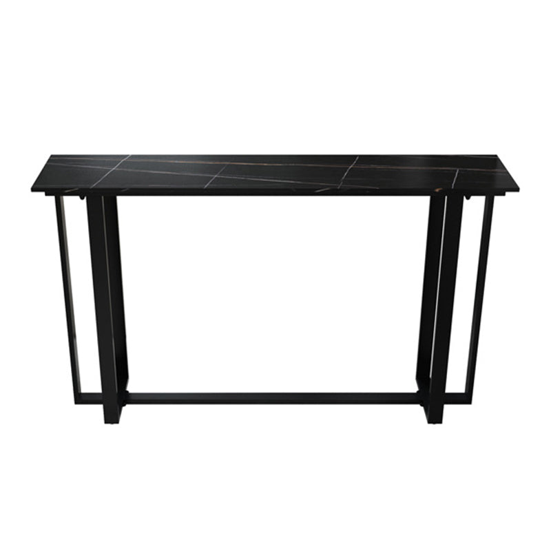 Sintered Stone Bar Table Black and Metal Base Bar Table for Kitchen Living Room