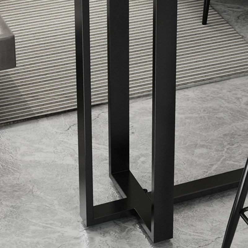 Sintered Stone Bar Table Black and Metal Base Bar Table for Kitchen Living Room