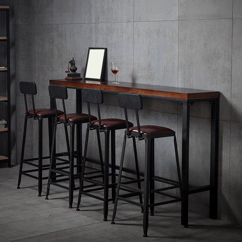 Industrial Bar Table Solid Wood Rectangle Pub Table for Outdoor Breakroom