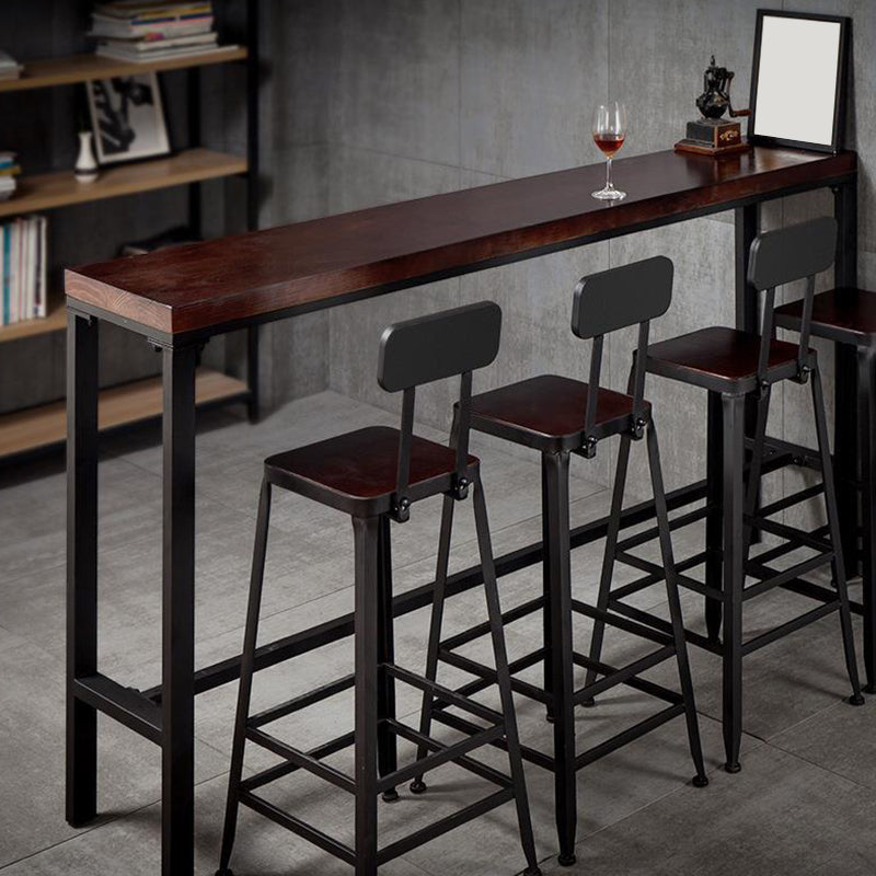 Industrial Bar Table Solid Wood Rectangle Pub Table for Outdoor Breakroom