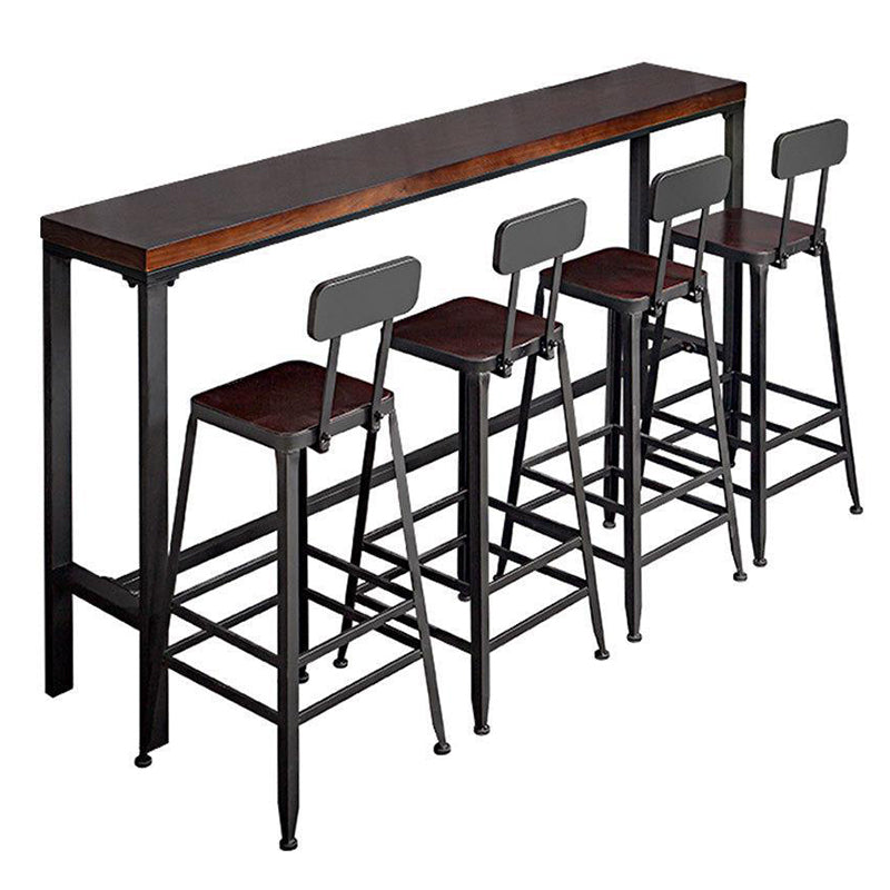 Industrial Bar Table Solid Wood Rectangle Pub Table for Outdoor Breakroom