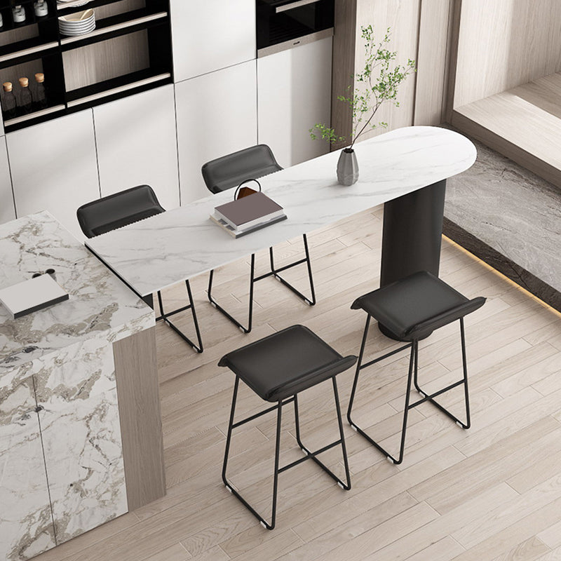 Glam Pub Height Dining Table Stone Top Pub Table for Patio Use