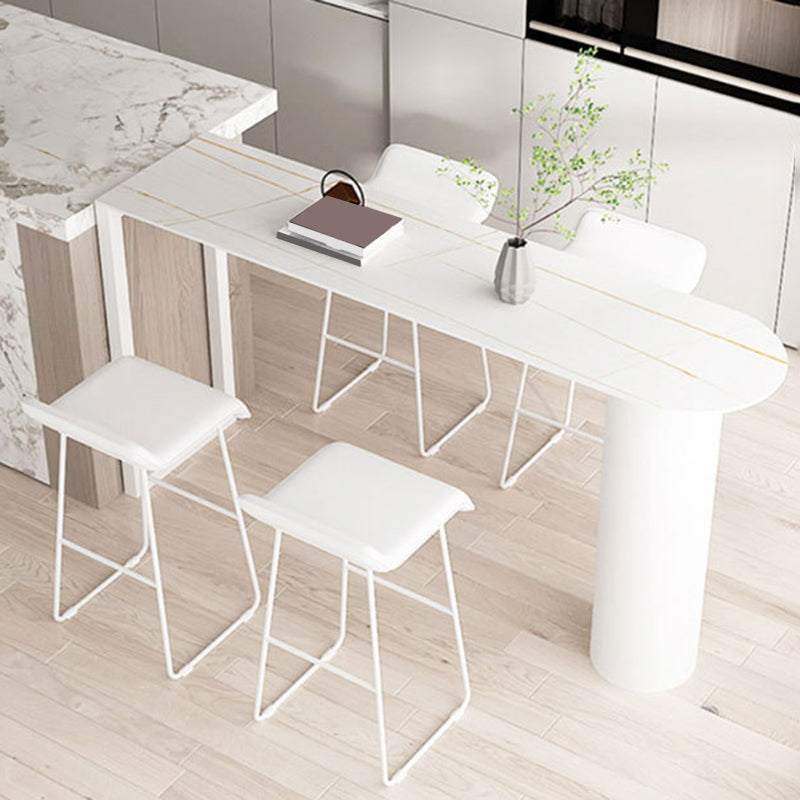 Glam Pub Height Dining Table Stone Top Pub Table for Patio Use