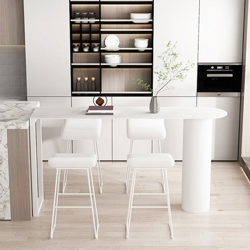 Glam Pub Height Dining Table Stone Top Pub Table for Patio Use