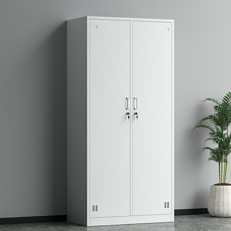Contemporary Grey Storage Cabinet Metal Cabinet with Hinged Doors