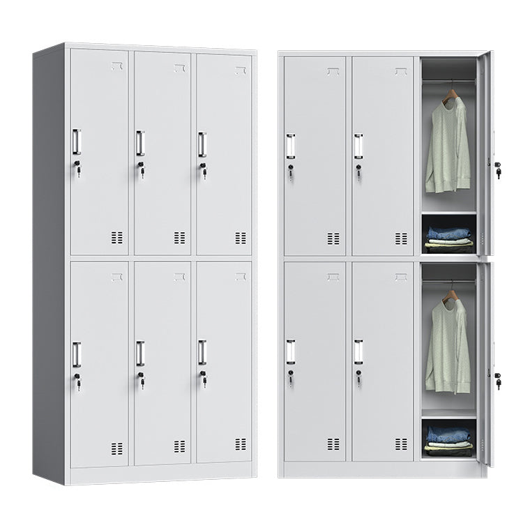 Contemporary Grey Storage Cabinet Metal Cabinet with Hinged Doors