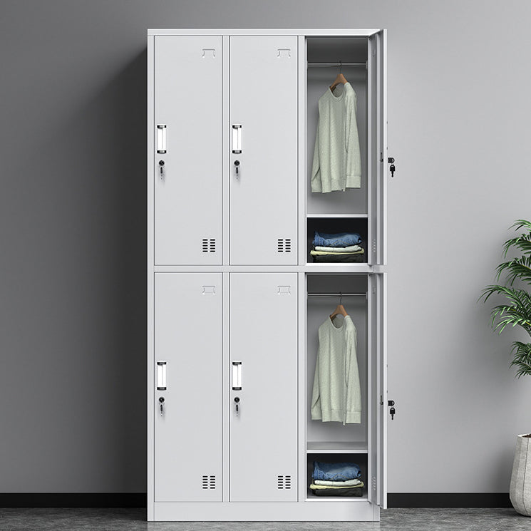 Contemporary Grey Storage Cabinet Metal Cabinet with Hinged Doors