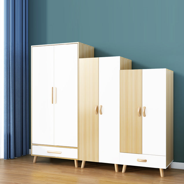 Matte Finish Cabinet with Clothes Rail Modern Hinged Door Wardrobe for Home