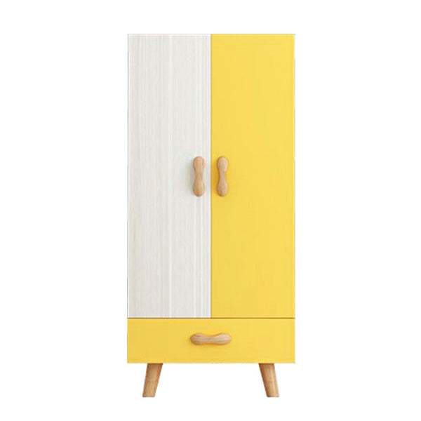 Matte Finish Cabinet with Clothes Rail Modern Hinged Door Wardrobe for Home