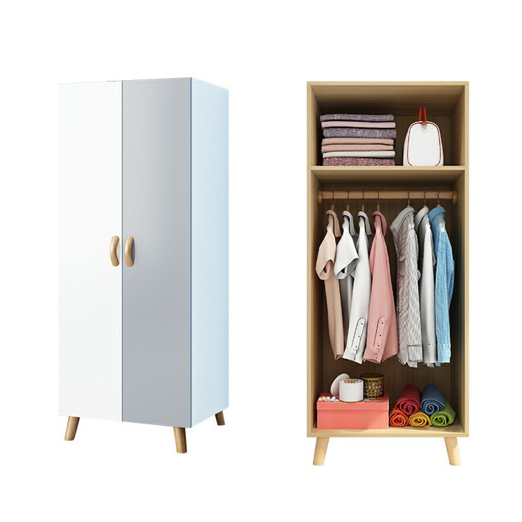 Matte Finish Cabinet with Clothes Rail Modern Hinged Door Wardrobe for Home