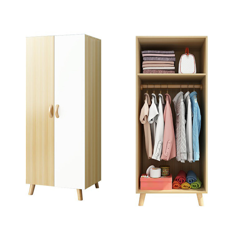 Matte Finish Cabinet with Clothes Rail Modern Hinged Door Wardrobe for Home