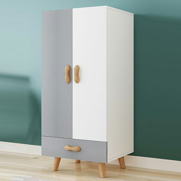 Matte Finish Cabinet with Clothes Rail Modern Hinged Door Wardrobe for Home