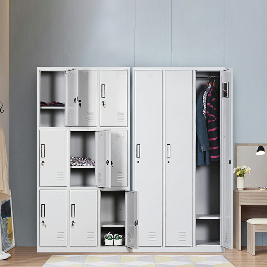Metal Gray Cabinet for Bathroom Contemporary Storage Cabinet with Hinged Doors