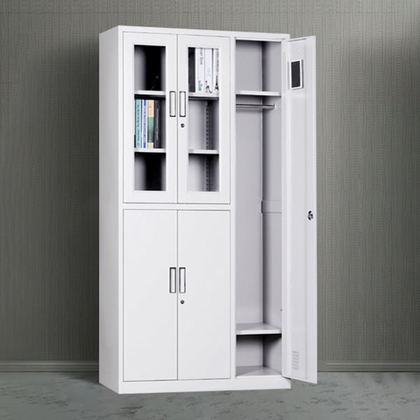 Metal Gray Cabinet for Bathroom Contemporary Storage Cabinet with Hinged Doors